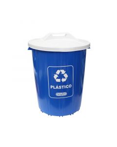 Basurero reciclaje plásticos 71 litros color azul