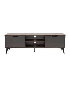 Mesa para TV con gavetero nogal con  2 puertas gris