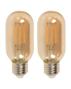 Bombillo LED filamentos 6 W 2 unidades e27 T45 luz amarilla Ecomax