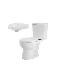 Combo de inodoro Ares de 2 piezas + lavamanos de colgar color blanco