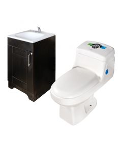 Combo de inodoro Aqua Nuova Agri elongado blanco  + mueble para baños con lavamanos Wengué