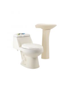 Combo de inodoro elongado + lavamanos de pedestal