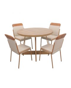 Combo mesa redonda melamina (76.5 x 100) cm + 4 sillas 