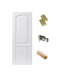 Combo de puerta skin de 2 tableros 95-99x210cm + Mocheta + Bisagras + Pomo con llave