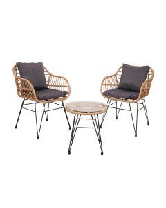 Set para jardín bistró 3 piezas beige Basic Living