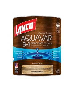 Barniz base agua Aquavar transparente 946 mL (1/4 gal) Lanco