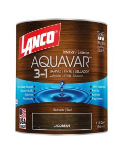 Barniz 3 en 1 base agua aquavar jacobean 1/4 de galón