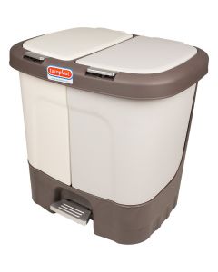 Basurero plástico Tacoplast beige de pedal duo 18 l