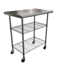 Mesa de trabajo con ruedas acero inoxidable 3 niveles (80 x 53 x 90) cm soporta hasta 150 kg