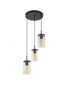 Lámpara colgante moderna negro 3 luces e27 33633-2