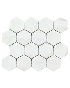 Malla decorativa vidrio reciclado (26 x 30) cm Hexaglar Ariston White