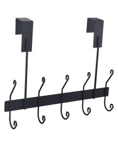 Perchero puerta doble negro 5 ganchos