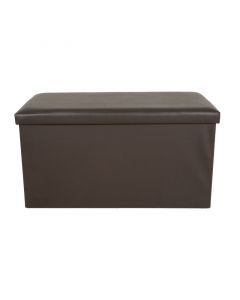 Ottoman cuerina base mdf café soporta 130 kg (41 x 71 x 41) cm