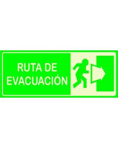 Rótulo Ruta evacuacion derecha