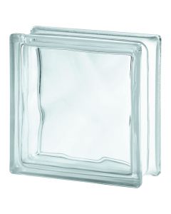 Vidrio block brillante Wave transparente (19 x 19 x 8) cm