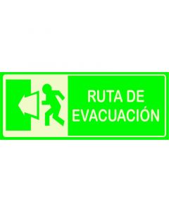 Rótulo Ruta izq evacuación fotoluminiscente