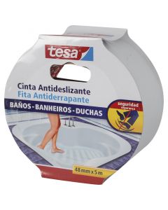 Cinta antideslizante para baño 5.08 cm x 5 m (2") transparente Tesa