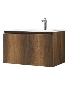 Mueble de baño Benín MDF 48 x 81 x 46 cm marrón incluye lavamanos y desagüe