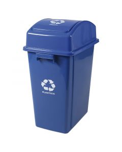 Basurero de reciclaje plástico 42 litros color azul