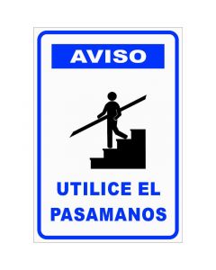 Rótulo Aviso uso de pasamanos vertical