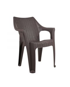 Silla plástica con brazo café estilo rattán