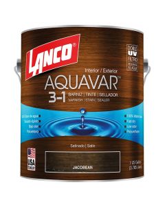 Barniz 3 en 1 base agua aquavar jacobean 1 galón