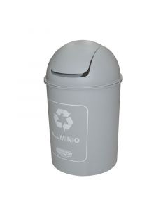 Basurero reciclaje aluminio 20 l gris cilíndrico
