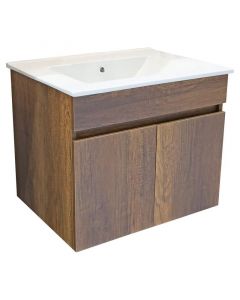 Mueble de baño mdf 60x46x50 cm marrón incluye lavamanos