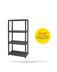 Estante plástico 4 niveles (144 x 79 x 39) cm negro