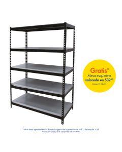 Estante acero uso pesado 5 niveles (183 x 120 x 60) cm 350 kg por nivel carga máxima 1756 kg negro