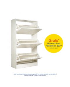 Zapatera melamina blanca 3 puertas (63 x 115 x 24) cm