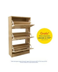 Zapatera melamina color natural 3 puertas (63 x 115 x 24) cm