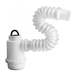 Sifón flexible para fregadero con registro 55 cm blanco